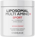 Codeage Multi Amino+ BCAA & supplément de l'EAA, tous les 9 acides aminés essentiels, Pilules d'acides aminés de forme libre, supplément de sport, avant et après l'entraînement, livraison liposomique, végétalien, 240 capsules