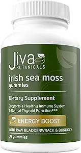 Jiva Botanicals - Irish Sea Moss Gummies with Bladderwrack & Burdock Root 3000mg - Système immunitaire pour adultes - 60 Comte
