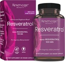 Réserve Beauté, Resvératrol 100 mg, Supplément antioxydant pour la santé cardiaque et cellulaire, soutient le vieillissement en santé et le système immunitaire, Paléo, Keto, 60 capsules (60 portions)