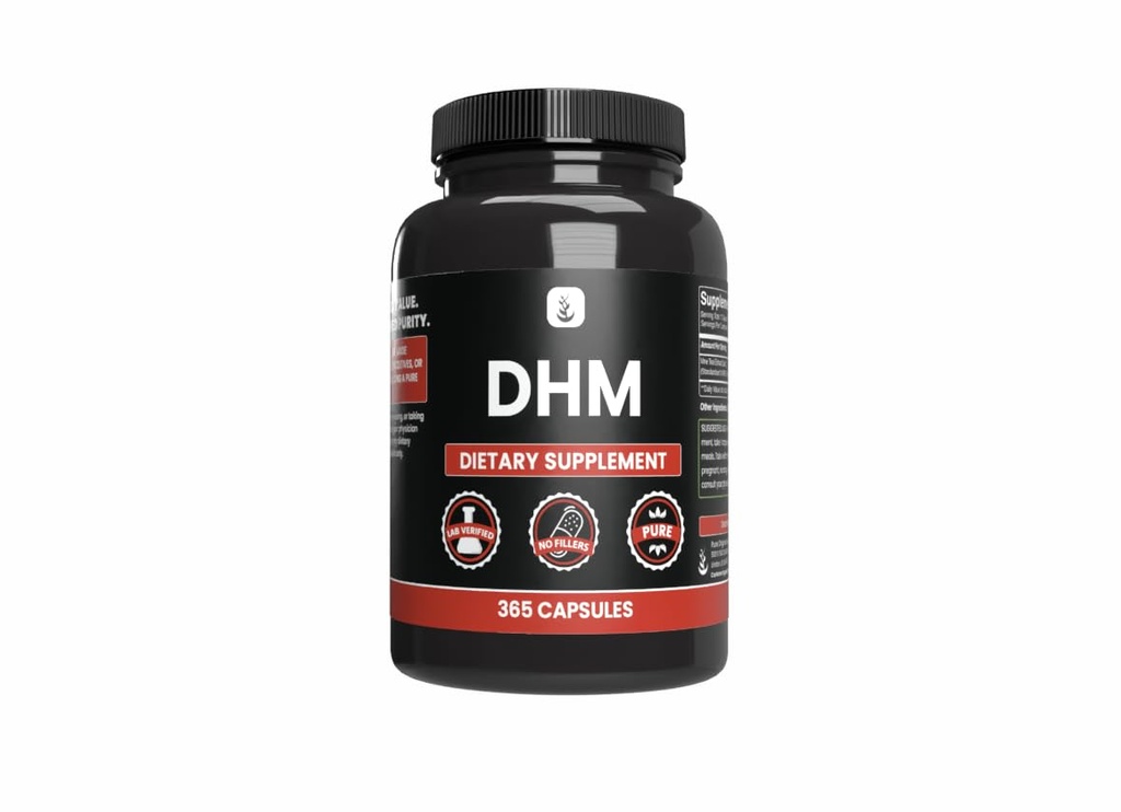 INGRÉDIENTS ORIGINAUX PURE DHM, (365 Capsules) Pas de remplissage de magnésium ou de riz, toujours pur, vérifié en laboratoire