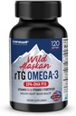 NANOWELL Wild Alaskan rTG Omega-3 Huile de poisson 1196mg - EPA, DHA, Vitamine D3 & E - 120 Softgels, 60 jours