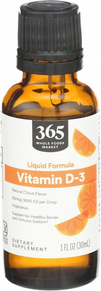 365 by Whole Foods Market, Vitamin D-3 Liquid Citrus Flavor 1000IU, 1 OZ