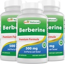 Best Naturals Berberine 500mg 120 Capsules - Supports Fonction immunitaire, Fonction cardiovasculaire et gastro-intestinale (120 Nombre (paquet de 3))