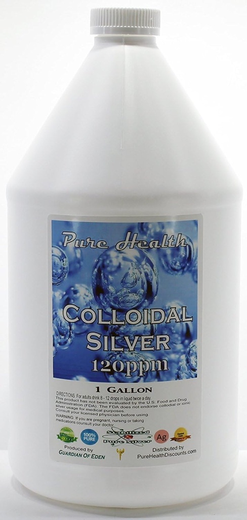 1 Gallon Certified Lab Tested Colloidal Silver 120ppm en plastique non limant Jug + Bouteille de gouttes remplie gratuite par des réductions de santé pure, une source que vous pouvez faire confiance