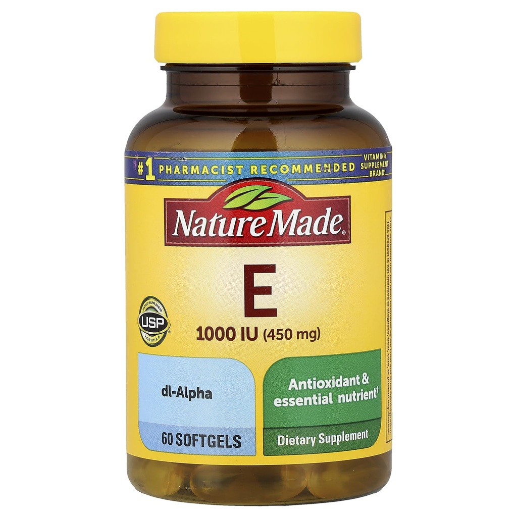 Nature faite de vitamine E 1000 UI (dl-Alpha) Softgels 60 Ct