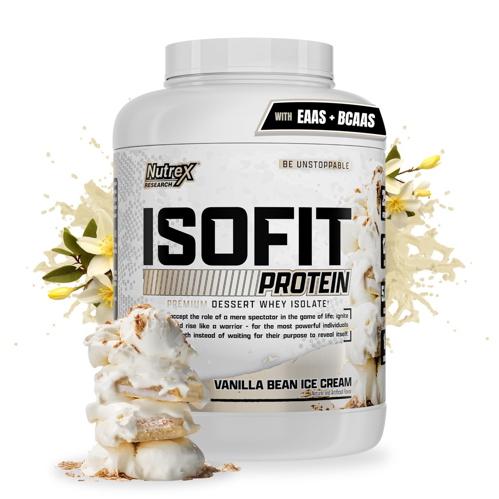 Recherche sur les nutriments IsoFit Whey Protéines Poudre Instantanée 100% Whey Protéines Isolée (70 portions, crème glacée Vanilla)