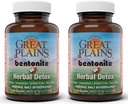 Yerba Prima Great Plains Bentonite Clay Caps Plus Herbal Detox (Pack of 2) - Food Grade - Liver & Colon Cleanse Supplement Capsules