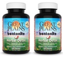 Yerba Prima Great Plains Clay Caps Bentonite Plus Detox Herbal (paquet de 2) - Classe alimentaire - Capsules de supplément de nettoyage du foie et du colon