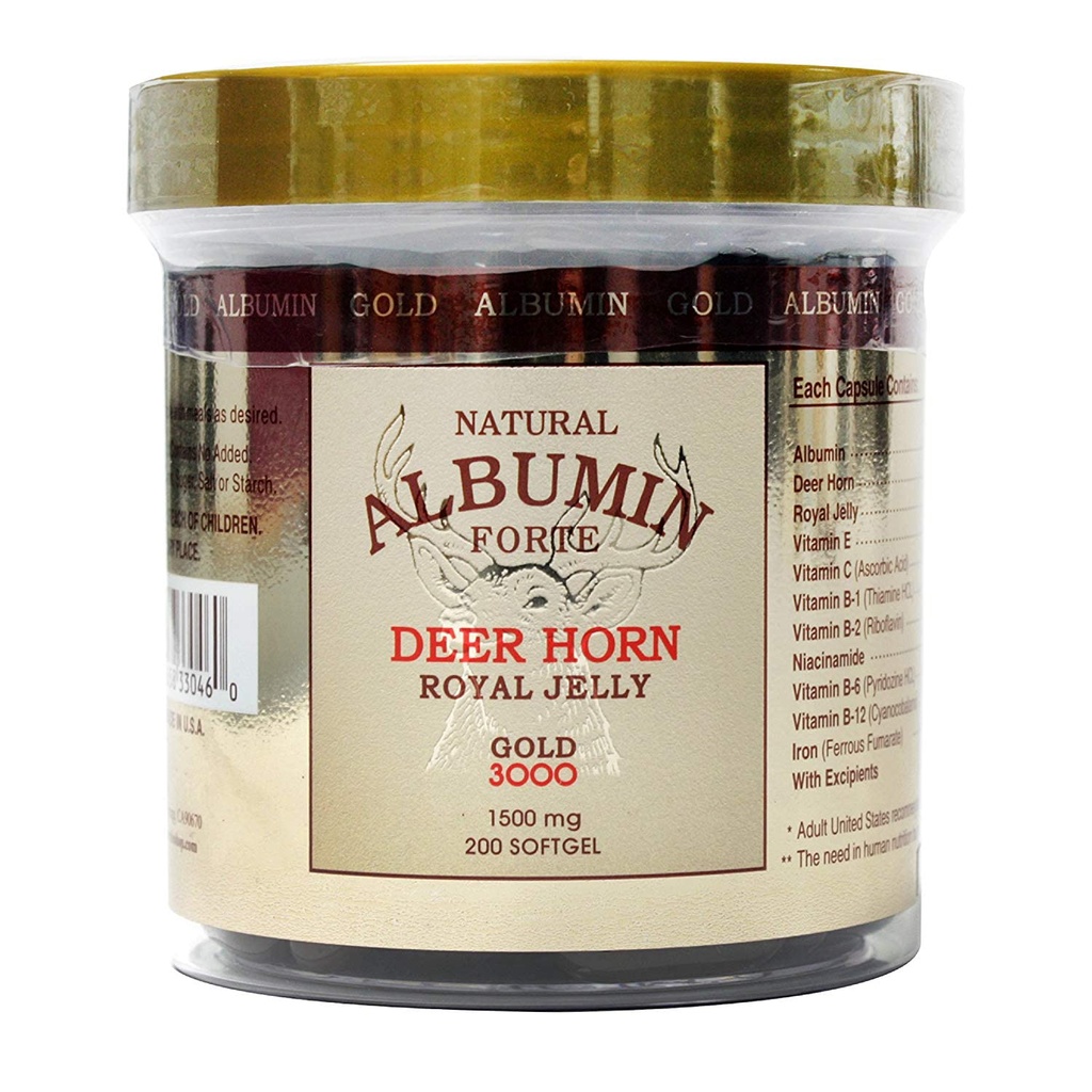 Albumine naturelle Forte Deer Horn Royal Jelly - 1500mg/200 Softgel