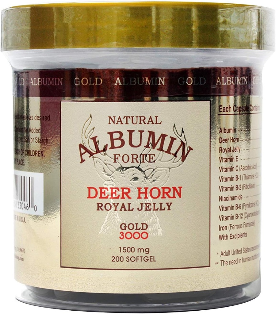 Albumine naturelle Forte Deer Horn Royal Jelly - 1500mg/200 Softgel