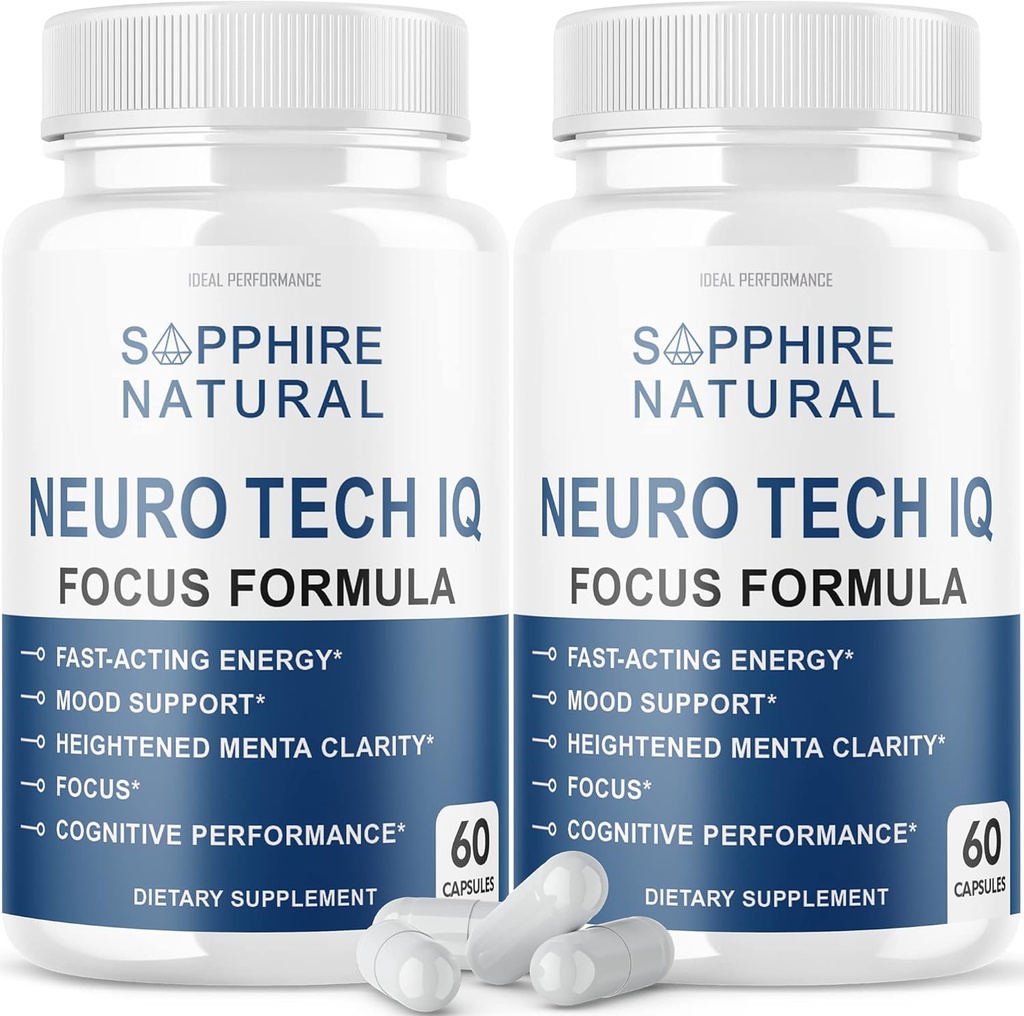 (2 Pack) Neuro Tech IQ Supplément Cerveau Neurotech Iq Focus Formule Pills (120 Capsules)