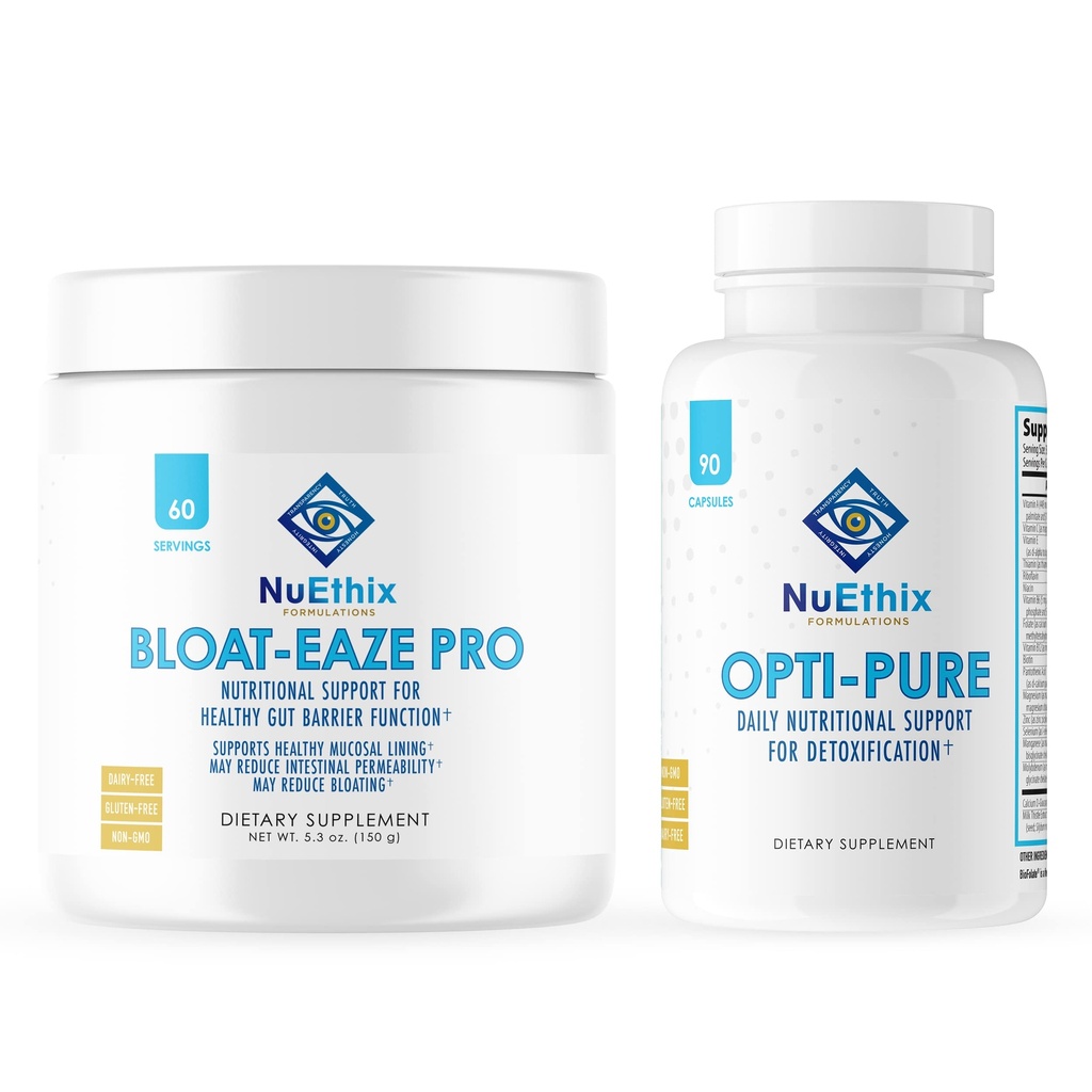 NuEthix Formulations Détoxification et supplément de soutien Gut Bundle d'Opti-Pure, 30 portions et Bloat-Eaze, 60 portions