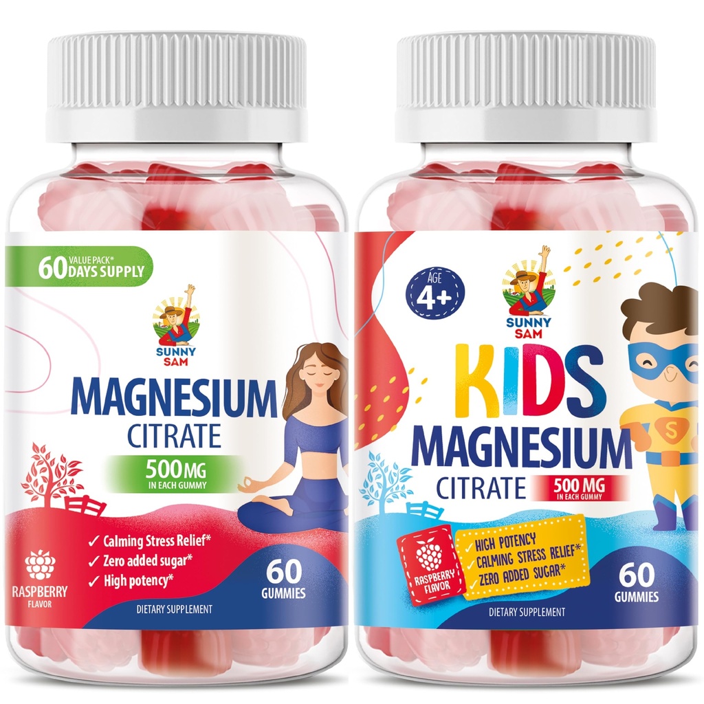 Magnesium Gummies for Kids & Adults - 500mg - Calm Magnesium Chews - Magnesium Citrate Chewable Supplement for Mood & Muscle Support