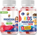 Gommies de magnésium pour les enfants et les adultes - 500mg - Calme Magnésium Chews - Magnésium Citrate Supplément à croquer pour le soutien de l'humeur et des muscles