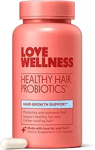 Amour Bien-être Probiotiques pour cheveux sains Soutenir la croissance des cheveux avec la biotine et la vitamine B12 & B6-Supplément pour scalp santé et l'épaississement, Fuller regarder cheveux sûrs et efficaces
