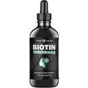 Biotine liquide 10 000 mcg avec vitamine C – maintien des cheveux, de la peau et des ongles – gouttes de biotine d'absorption rapide – 60 jours d'approvisionnement – 2 oz