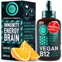 Vitamine végétalienne B12 gouttes liquides - A action rapide B12 Sublingual 5000 mcg supplément méthylcobalamine - Soutien de l'énergie, de la mémoire et de l'humeur - Dépouillement unique par jour à haute puissance - Saveur naturelle d'agrumes - 2oz