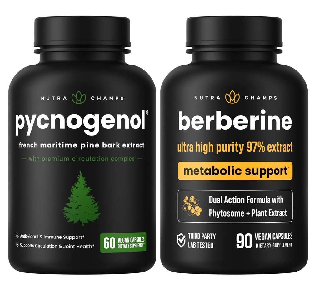 NutraChamps Boost circulaire et métabolique complet : Pycnogenol & Berberine Duo