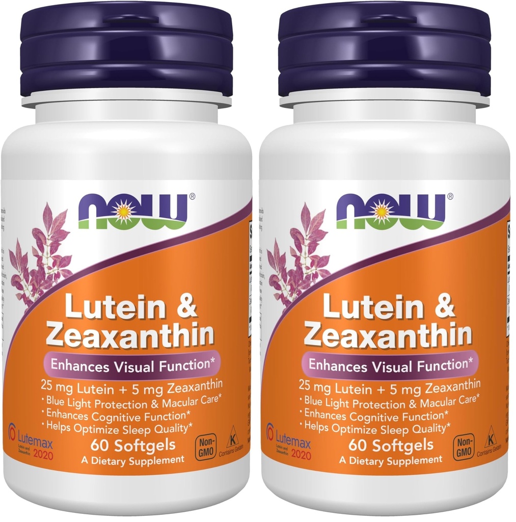 Suppléments, Lutéine et Zeaxanthin avec 25 mg de Lutéine et 5 mg de Zeaxanthin, 60 Softgels (paquet de 2)