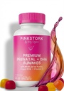 Pink Stork Premium Vitamines gommy prénatales avec DHA, folate et vitamine D - Mélange multivitamines et nutriments pour le développement du tube neural et du cerveau foetal - La grossesse doit avoir - 60 Gommies végétaliens