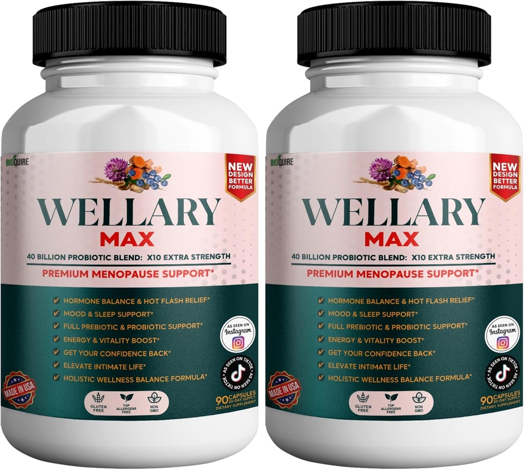 Supplément de soutien à la ménopause Wellary Max, 40 milliards d'UFC mélange probiotique, 90 capsules (2)