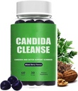 Candida Cleanse, Candida et Detox Support Gummies, 10-en-1 Formule avancée avec Noix Noire, PAU D'Arco & Wormwood, Non-OGM 60 Gummies