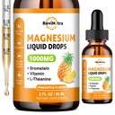 Glycinat de magnésium gouttes liquides, 1000mg de supplément complexe de magnésium liquide pour le sommeil, Nerve, énergie, muscle, os, calme et digestion, haute absorption, 2 Fl Oz, saveur d'ananas sans sucre