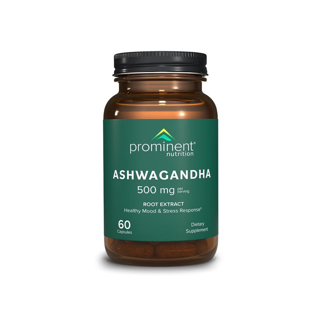 Alimentation principale Supplément Ashwagandha - Extrait de racine Shagandha cliniquement étudié pour une humeur saine et un soutien au stress, standardisé à 2,5 % Withanolides, 500 mg, 60 Capsules de végétalien - 1 Pack