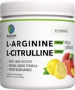 L-Arginine 5000mg + L-Citrulline 2000mg Supplément en poudre complexe - Booster à oxyde nitrique - Santé cardiaque, flux sanguin, énergie et endurance - 30 portions (Lémonade de pêche)