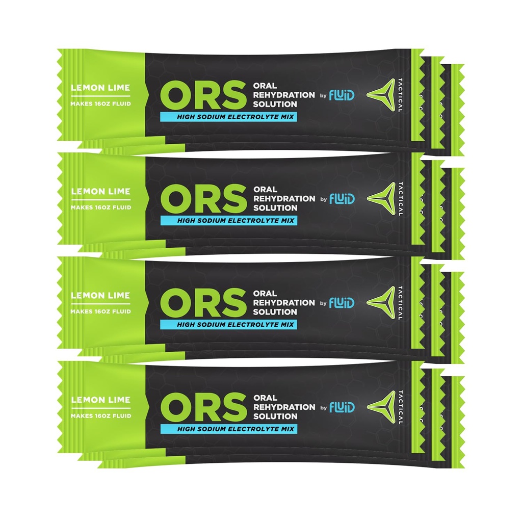 Fluid Tactical - ORS (solution de réhydratation orale), Récupérer des électrolytes de déshydratation extrême plus rapides, 12pack (Lemon Lime)