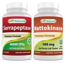 Meilleures Serrapeptase 40000 SPUs & Nattokinase 100 Mg
