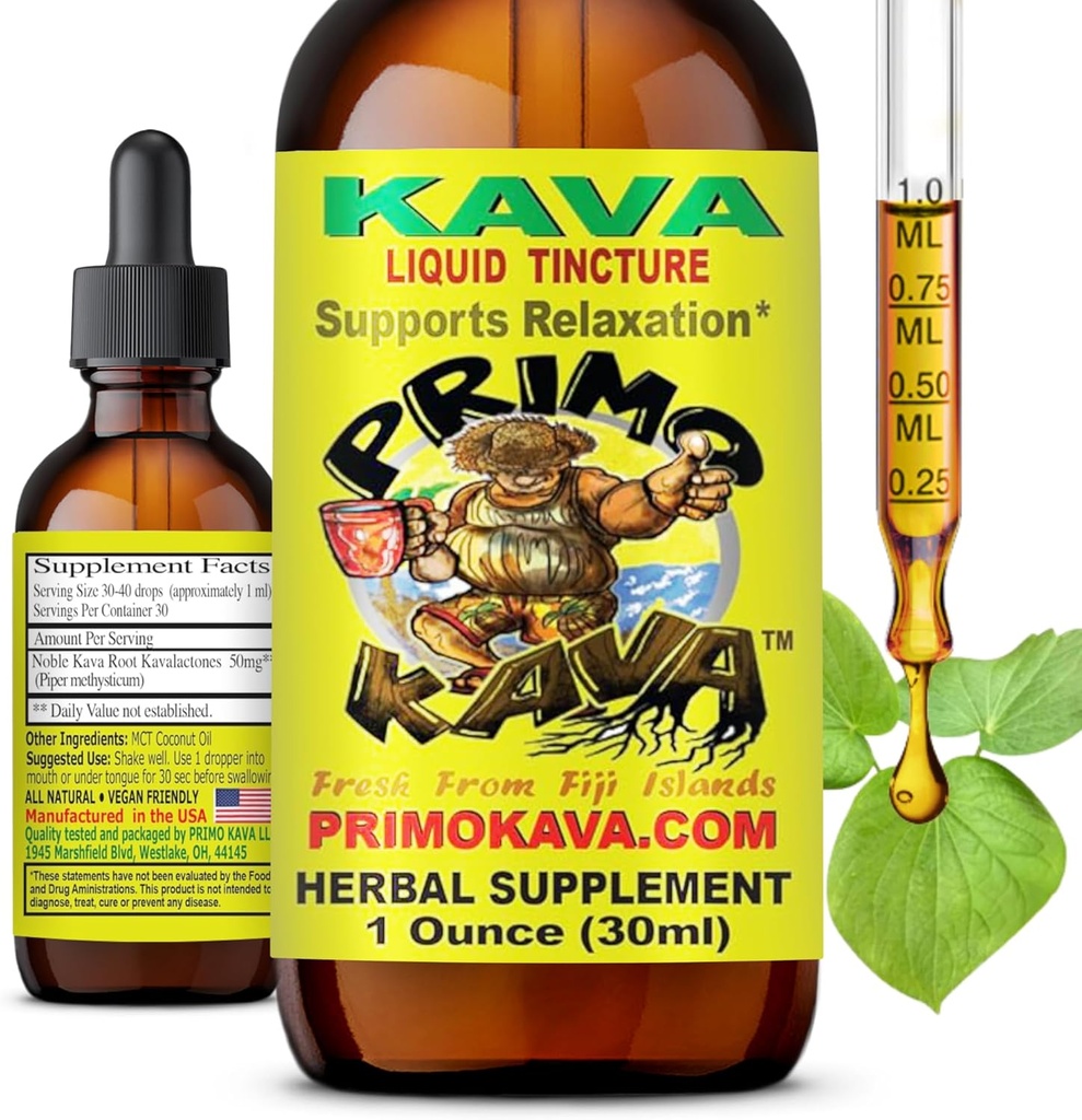 Gouttes de kava naturel de Fidji Extrait de racine de kava à action rapide pour calmer et se détendre