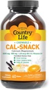 Country Life Cal-Snack, Calcium à croquer, Magnésium avec vitamine D, 1000mg/500mg/50 UI, Sans laiterie, Vanilla Orange Flavor, 60 Wafers, Certifié sans gluten, Vegan certifié