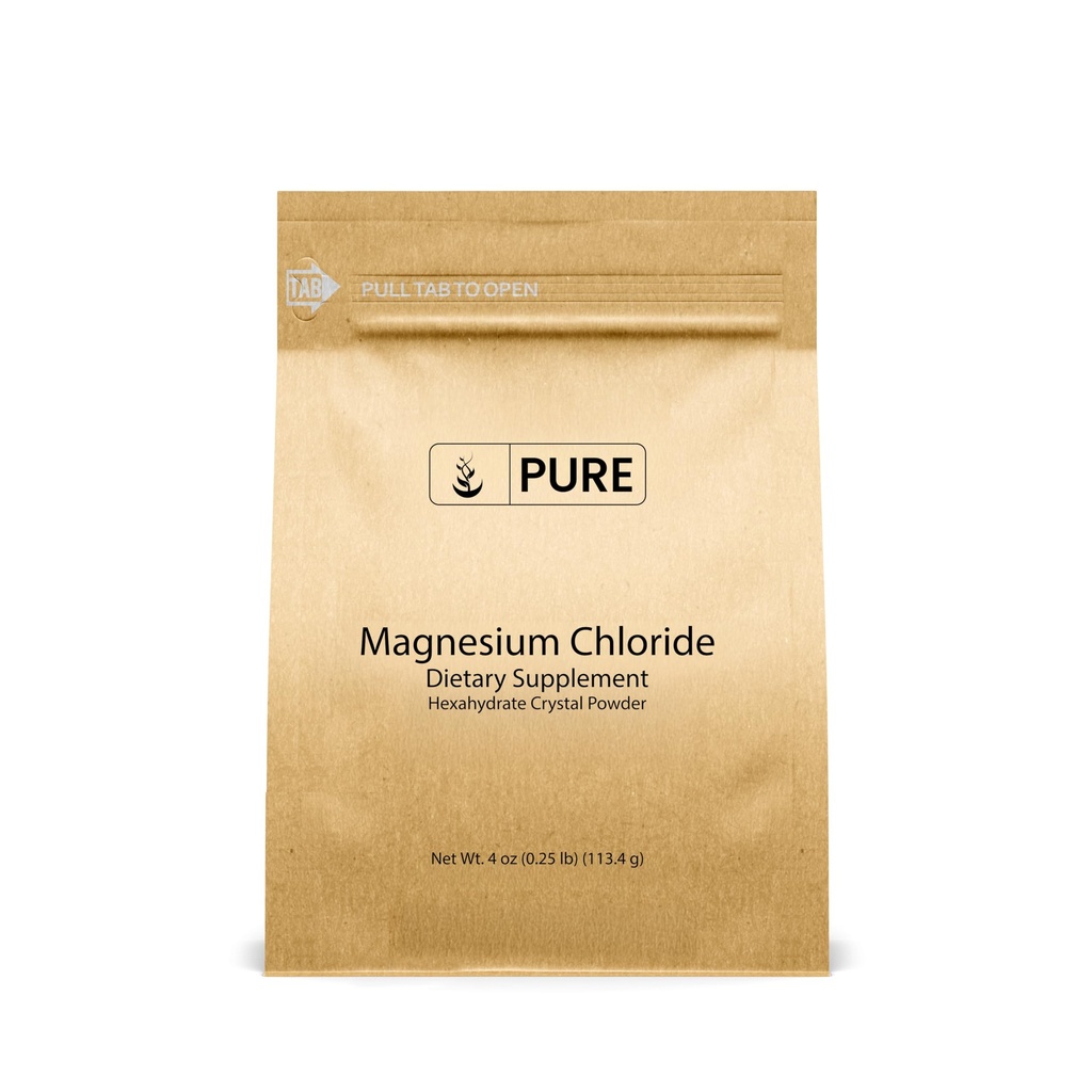 Ingrédients originaux purs Chlorure de magnésium (4oz) Supplément oral, poudre de cristal, supplément de magnésium, qualité alimentaire