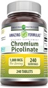 Formules étonnantes Picolinate de chrome 1000 Mcg.com Supplément de comprimés non-OGM.