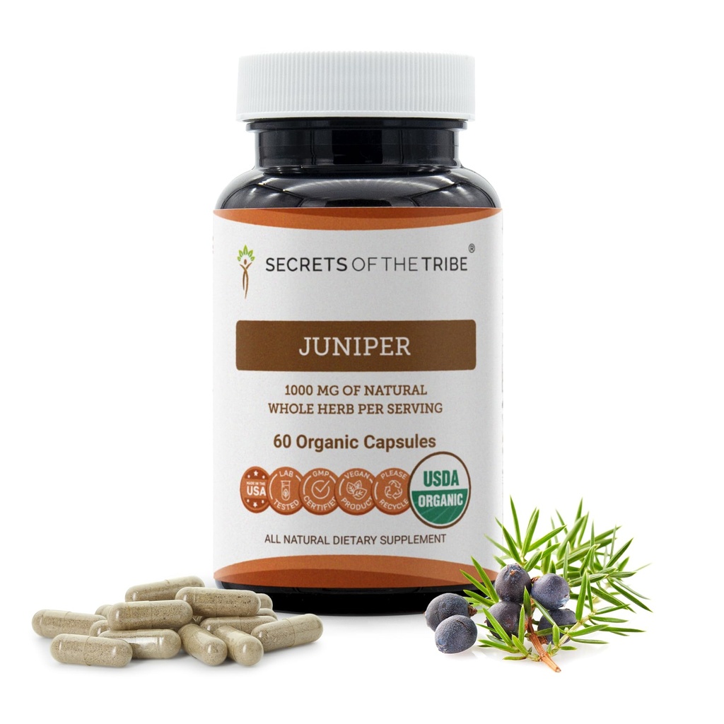 Secrets de la Tribe Juniper 60 Capsules, 1000 mg, USDA Juniper biologique (Juniperus communis) Berry séché (60 Capsules)