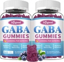 2 Pack Gommies GABA pour adultes, Relaxation, Zzz & Mood – Gommies Calmes sans sucre avec L-Theanine, 5-HTP, Vitamine D3 – Support Zzz naturel, Suppléments GABA pour enfants, 120 Compte