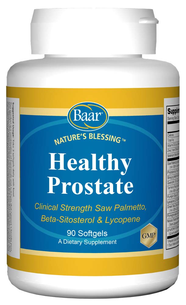 Bénédiction de Baar Nature Des softgels prostates sains, Palmetto à scies cliniques, Beta-Sitostérol et Lycopène, 90 softgels