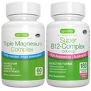 Complexe Triple Magnésium + Super B12-Complex Energy Bundle, Haute Absorption Glycinat chélaté, Taurate et Citrate Magnésium + Haute Absorption Sublingual B12, Vegan, par Igennus