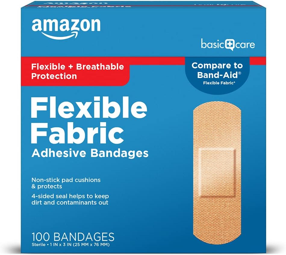 Soins de base Tissu flexible Bandes adhésives, premiers soins et fournitures de soins de la plaie, taille unique, 100 Nombre
