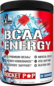 EVL BCAAs Amino Acides Poudre - BCAA Énergie Poudre de pré-entraînement pour la récupération des muscles Plongée croissance et endurance - Réhydratation après l'entraînement boisson de récupération avec caféine naturelle - Rocket Pop