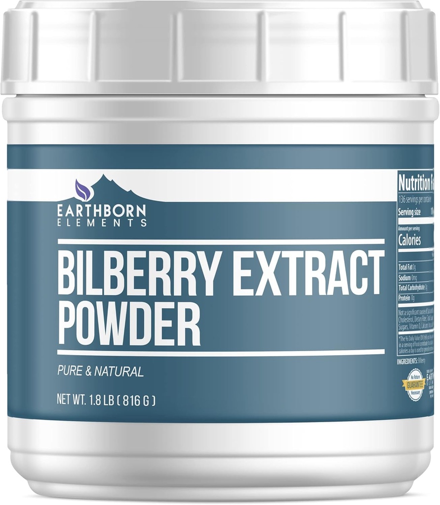 Éléments terriens Extrait de bilberry en poudre 1,8 lb, pur et naturel, smoothies et shakes