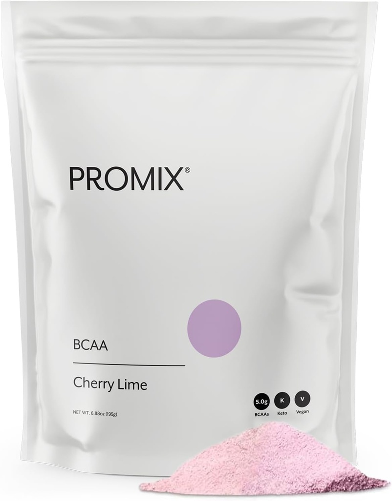 Promix BCAA poudre d'énergie après l'entraînement - 5g BCAA micronisés, sans sucre, à base de plantes, végétalien, kéto - chaux de cerise - 30 portions (paquet de 1)