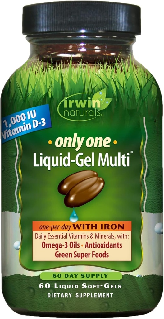 Irwin Naturals Un seul liquide-gel Multi - 60 Softgels - Multivitamine par jour avec le fer, les huiles Oméga-3, les antioxydants et les aliments verts Super