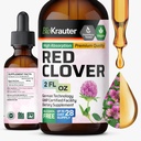 Teinture de trèfle rouge BIO KRAUTER - Extrait de trèfle rouge - Supplément liquide pour le soutien des femmes - Sans alcool et sans sucre - gouttes véganes 2 Fl.Oz.