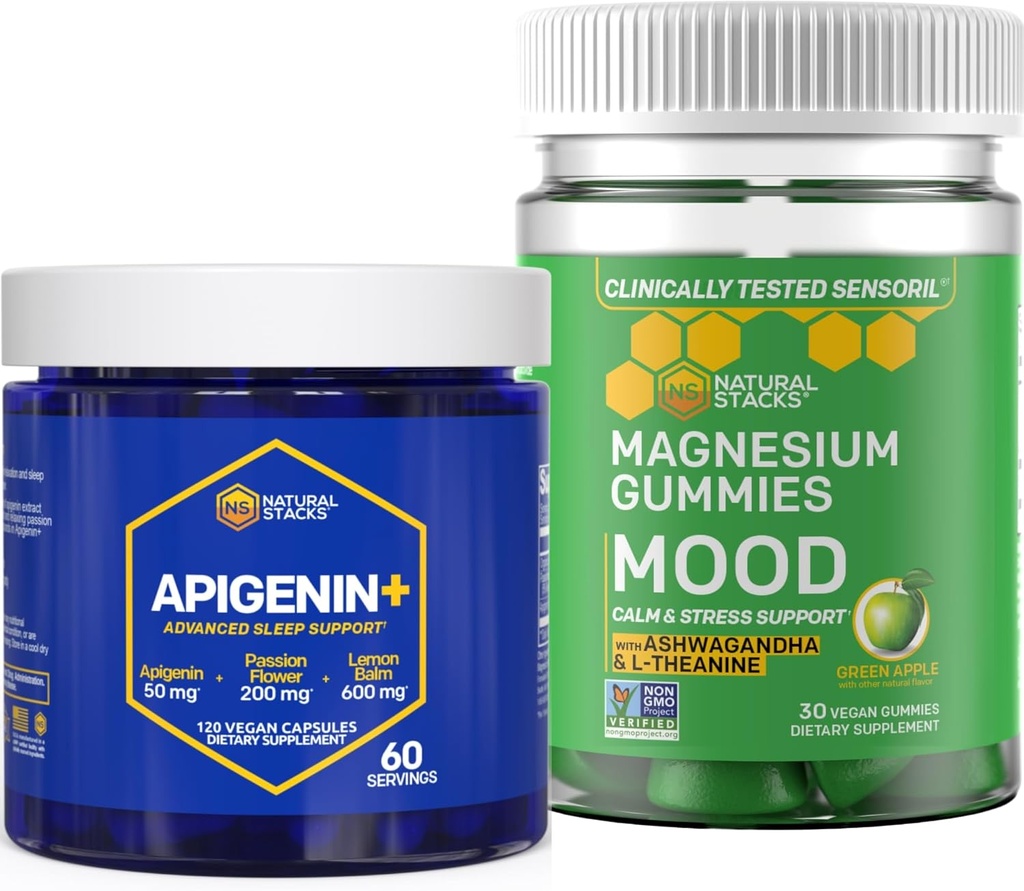 Natural Stacks Apigenin + Mood Magnesium Gummies Bundle - Sleep Quality & Stress Support* - 150 Pieces