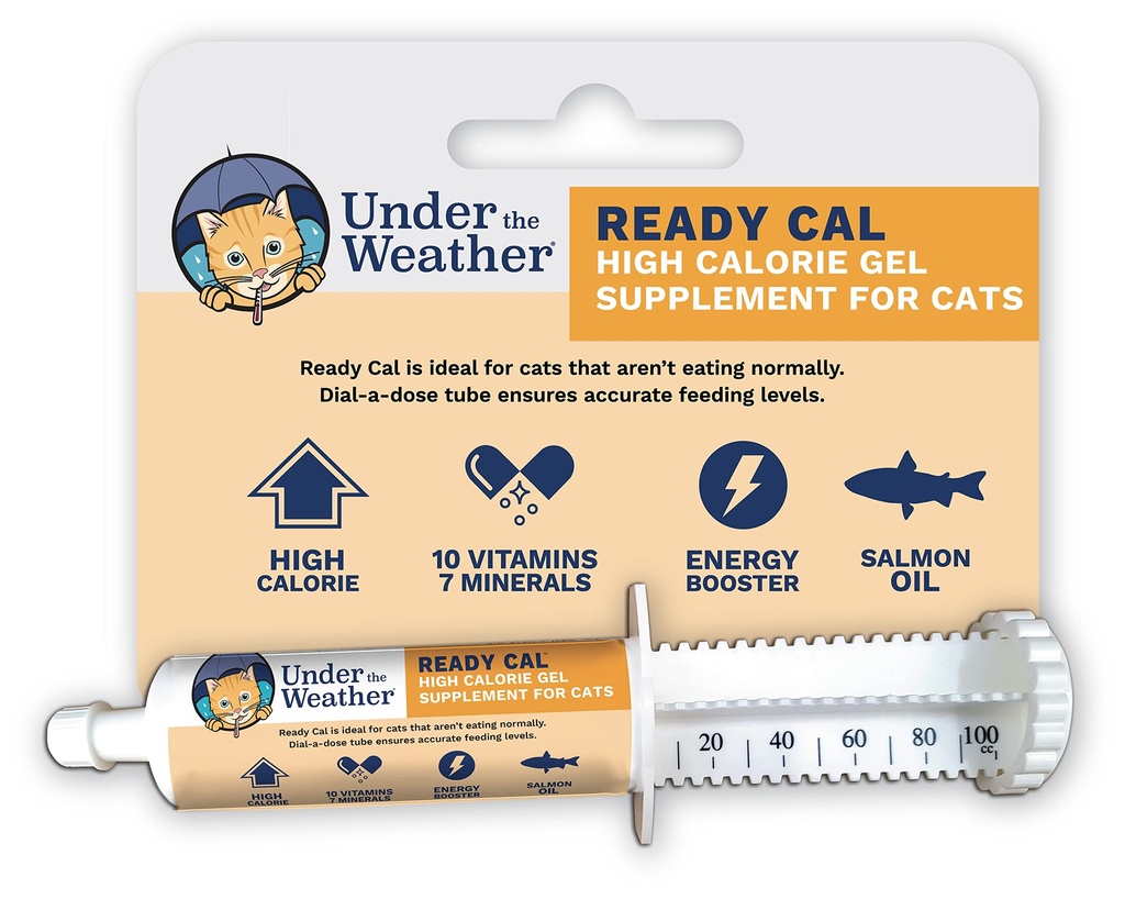Sous la météo Pet-Cal prêt pour les chats 100cc-High Calorie Supplément de poids de chat et de haute calories Booster.
