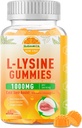 Gommies L-Lysine 1000 mg, supplément de mal à froid avec soutien immunitaire pour les lèvres et orale, Gommies Lysine à croquer pour adultes et enfants, Boost Immune & Collagen, non-OGM, végétalien, sans gluten - 60 comtes