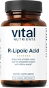Nutriments vitaux Acide R-Lipoïque (Acide actif alpha-Lipoïque Antioxydant) ALA Supplément pour le métabolisme sain et l'énergie (Gluten, laiterie, sans soja) Non-GMO (60 capsules)