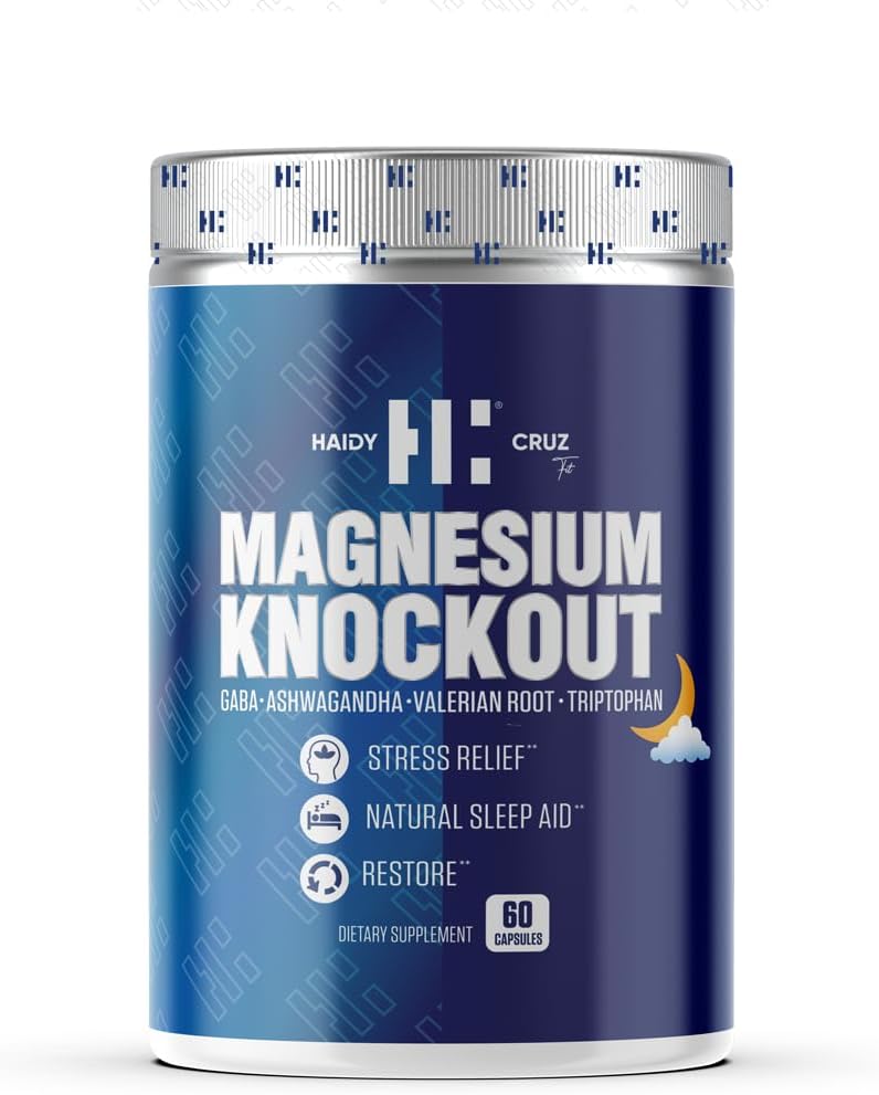 Haidy Cruz Fit Magnésium Citrate - Aide naturelle pour le sommeil et complément d'humeur - Soutien métabolique, Immunity Boost avec Ashwagandha poudre (60 capsules)